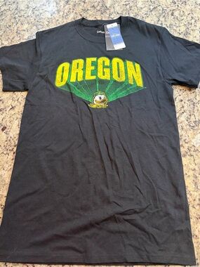 Oregon Ducks Black Graphic Tee with Yellow-Green Logo